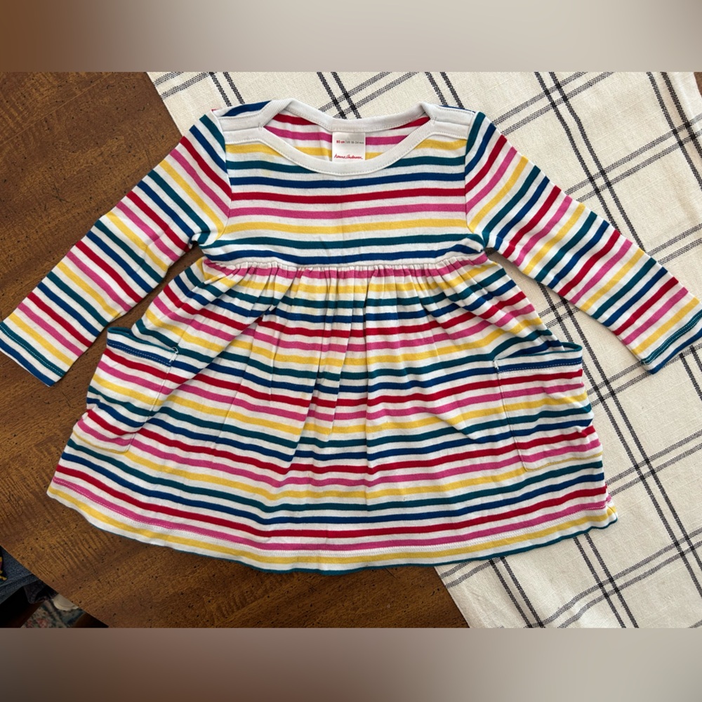 Hanna Andersson Colorful Striped Dress with Pockets Toddler Girls 18-24 Months